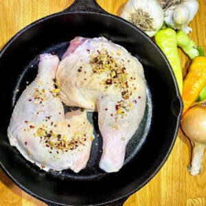 Chicken leg and thigh quarters from pastured birds